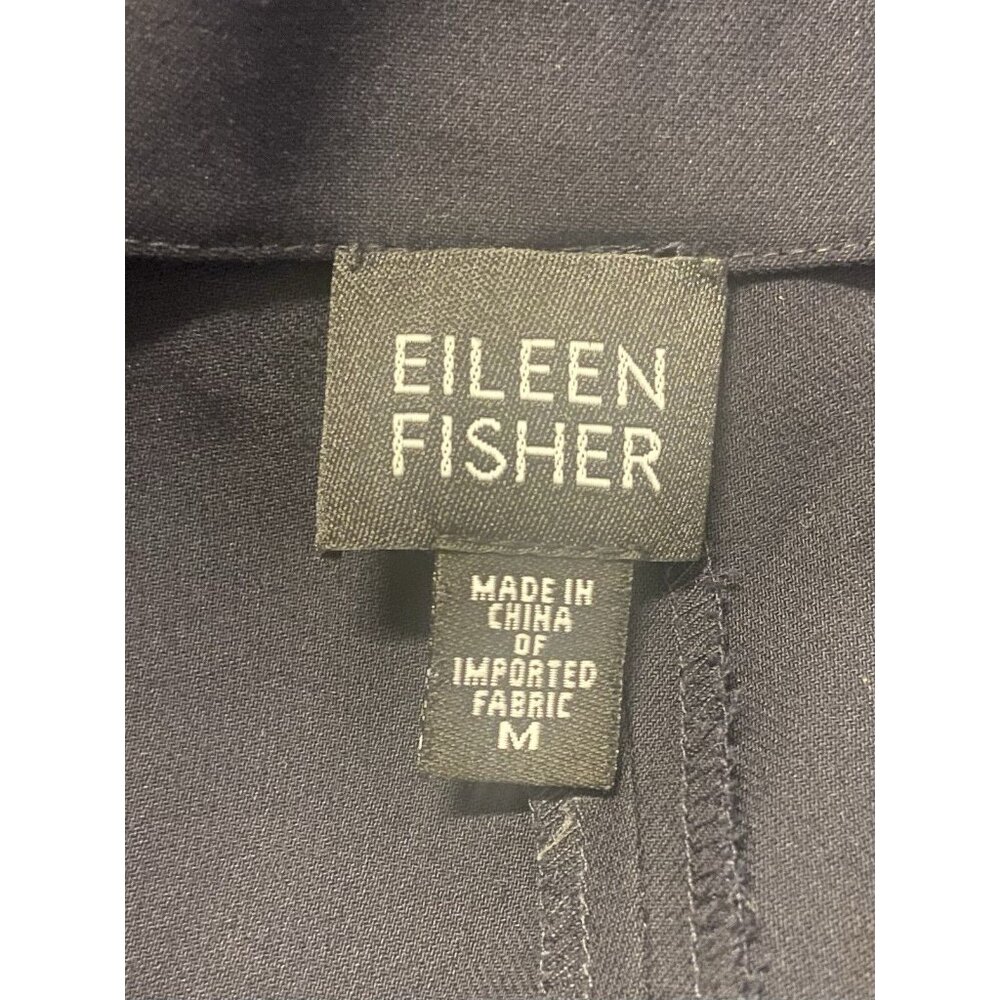 Eileen Fisher Pants Womens Size M (32x31.5) Navy Blue‎ Side Zip Wide Leg Career - Picture 7 of 7